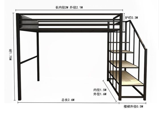 Banister Stairs Double Loft Bed met metalen frame en Space Capsule Hotel Bed Cabinet
