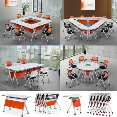 E1 MDF/MFC Melamine board vouwbare mobiele trainingstafel voor kantoorconferentie