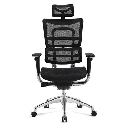 Verstelbare aluminiumbasis met hoge rug draaibare ergonomische stoel voor kantoormeubilair