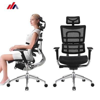 Verstelbare aluminiumbasis met hoge rug draaibare ergonomische stoel voor kantoormeubilair