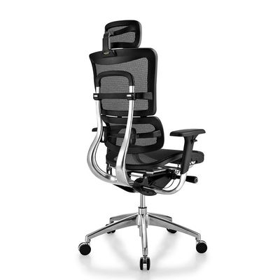 Verstelbare aluminiumbasis met hoge rug draaibare ergonomische stoel voor kantoormeubilair