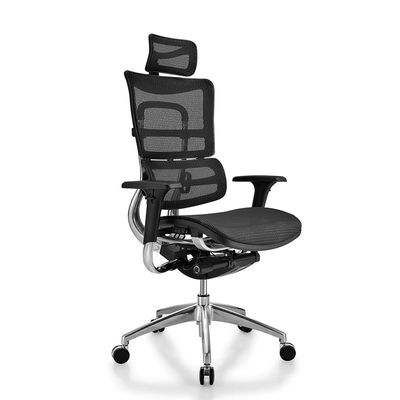 Verstelbare aluminiumbasis met hoge rug draaibare ergonomische stoel voor kantoormeubilair