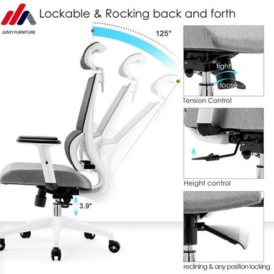 Grauwe kantorenstoel met aluminiumbasis De ultieme ergonomische zitoplossing