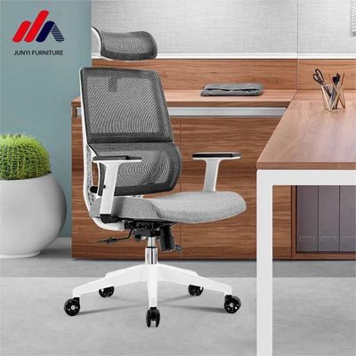 Grauwe kantorenstoel met aluminiumbasis De ultieme ergonomische zitoplossing
